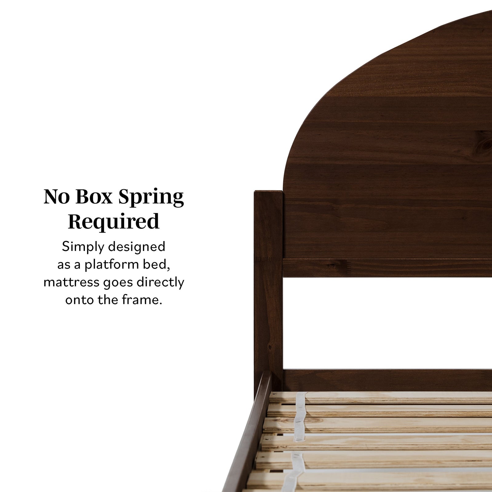 Cama Elias de madera maciza con cabecero arqueado