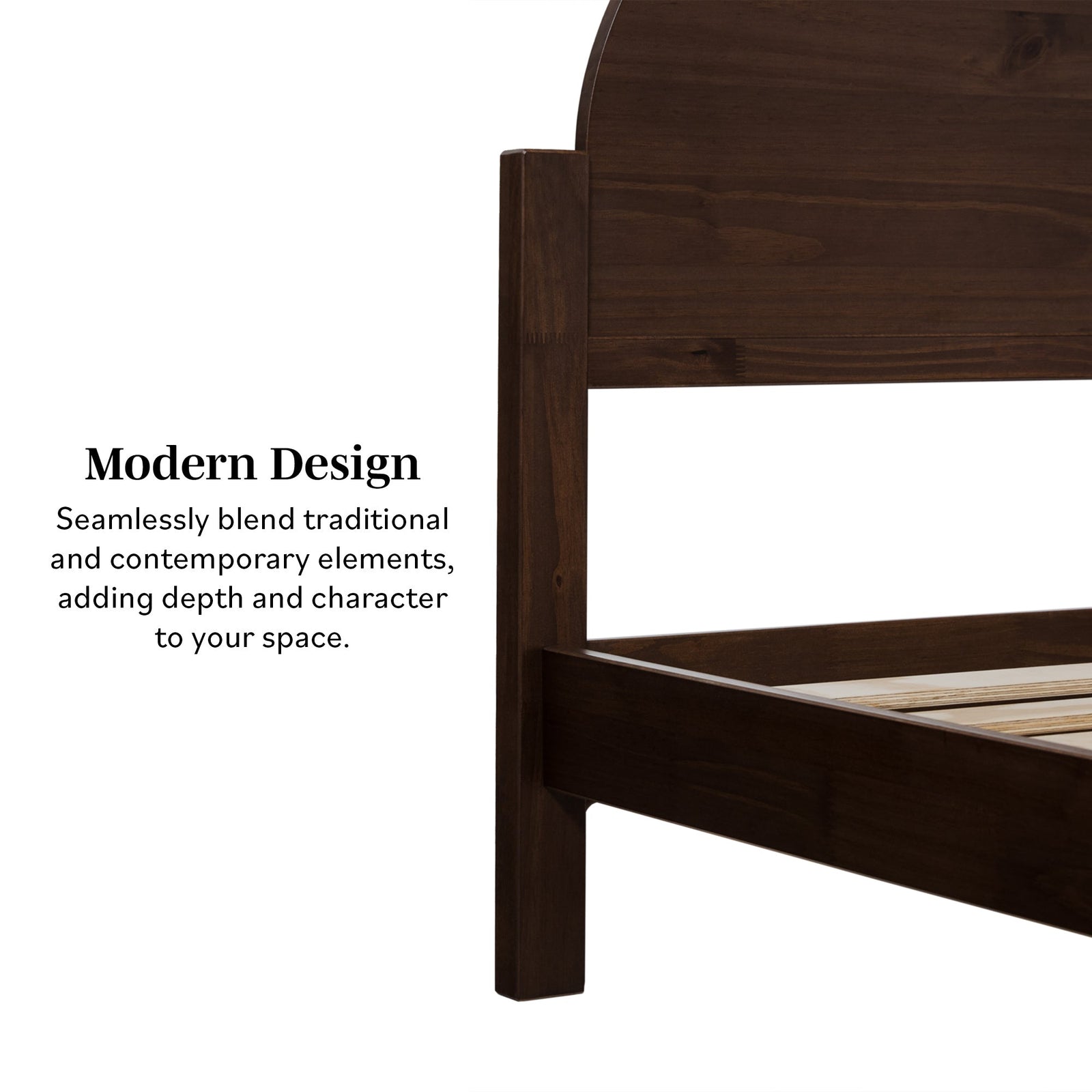 Cama Elias de madera maciza con cabecero arqueado