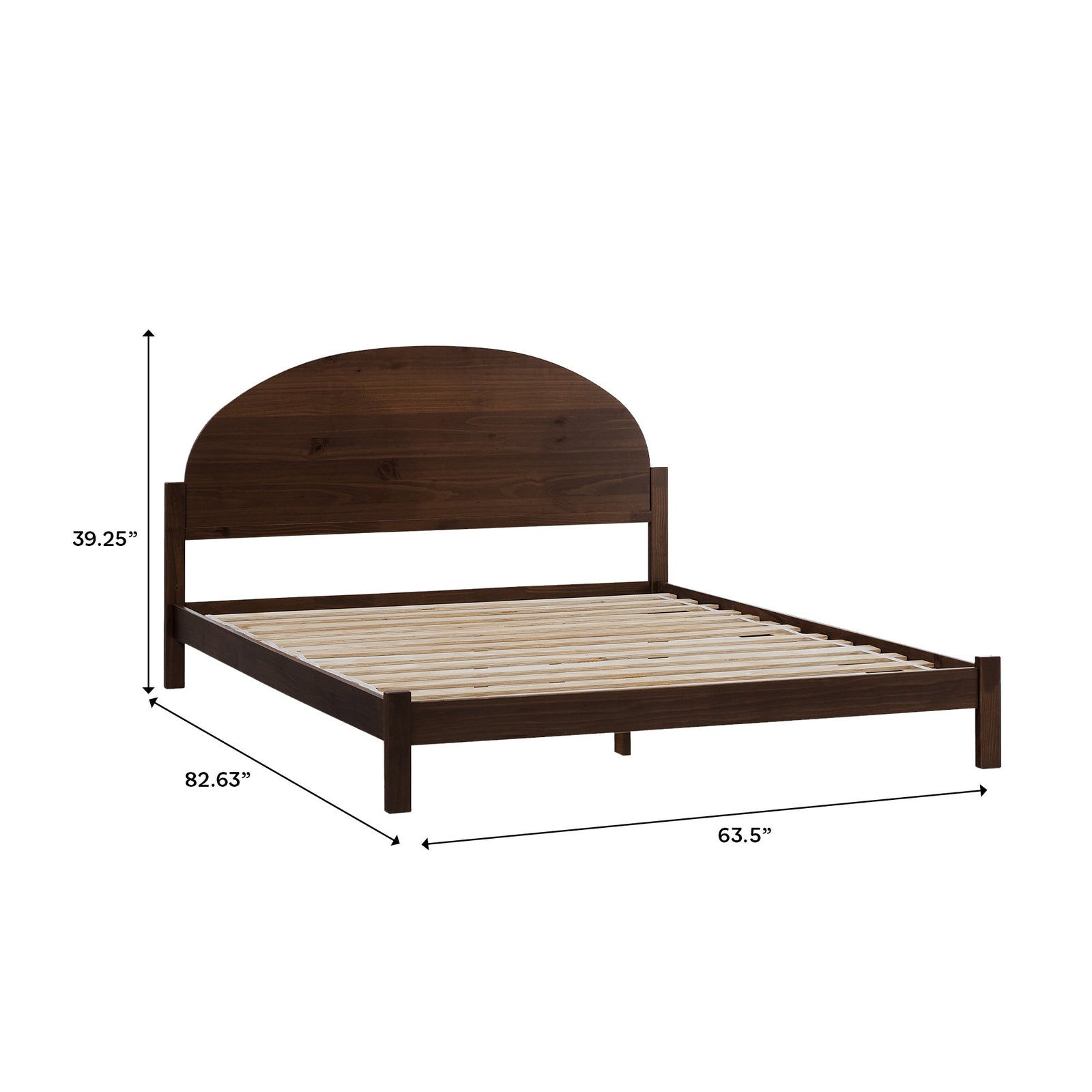 Cama Elias de madera maciza con cabecero arqueado