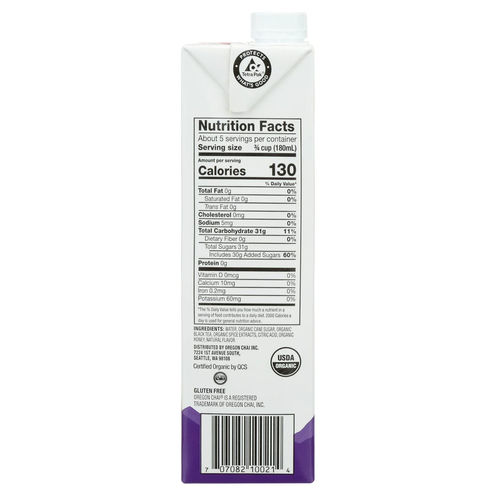 Té chai latte orgánico con especias Oregon Chai - Paquete de 6 - 947 ml