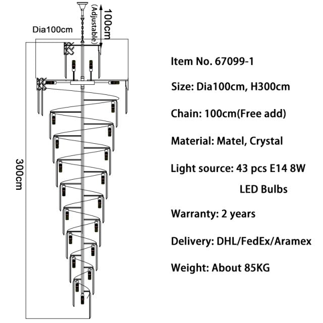 Crystal Cascade Chandelier 39.4