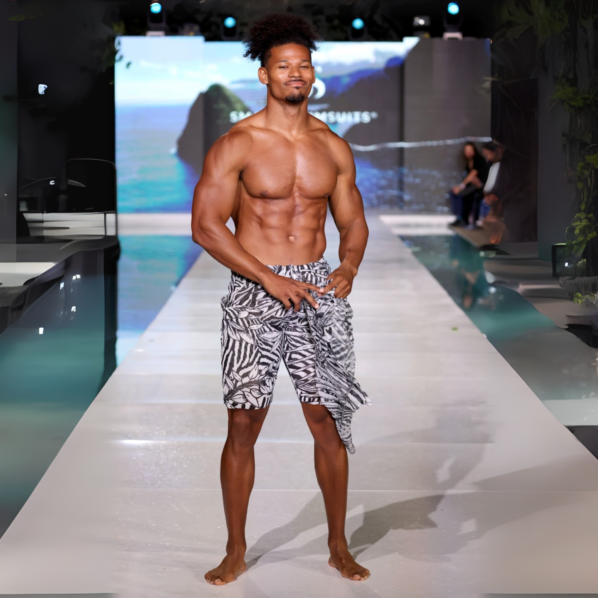 Men's Smart Swim Trunks Bermudas Fake Zebra