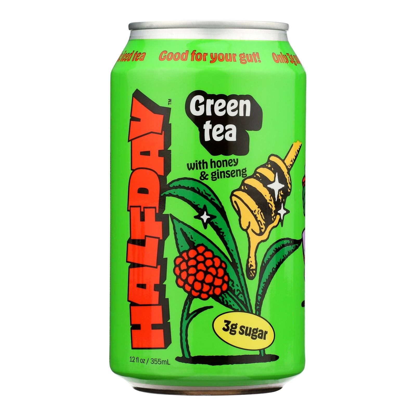 Té verde, miel y ginseng con regulador de temperatura: Tónico para medio día (12 oz, paquete de 12)