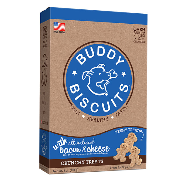 Buddy Biscuits - Galletas pequeñas de tocino y queso de 8 oz - Caja de 12