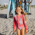 Kid's Girl's One-Piece Swimsuit With Sleeves Jellyfish Pink