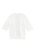 White Pointelle Knit Bracelet Sleeve Open Cardigan