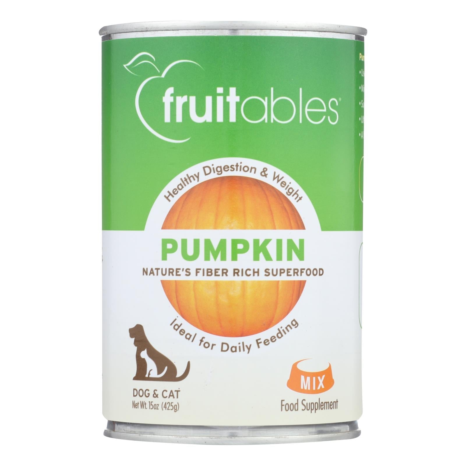 Puré de calabaza para mascotas Fruitables - Lata de 15 oz (paquete de 12)