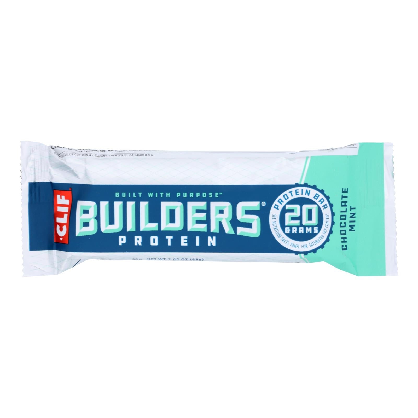 Barra de chocolate Clif Bar Builder's Bar - Delicias de menta y chocolate, 2.4 oz, caja de 12