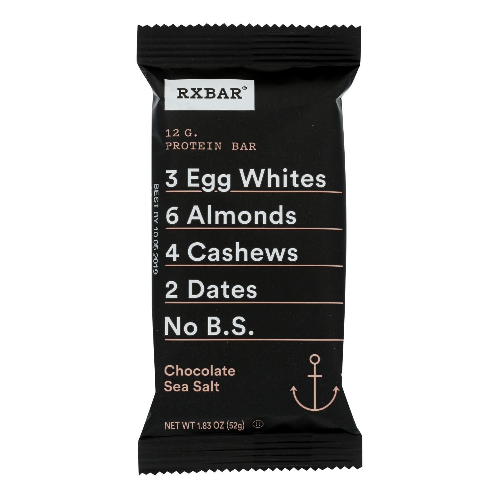 Barra de proteína RXBAR, chocolate con sal marina, 50 g (paquete de 12) 