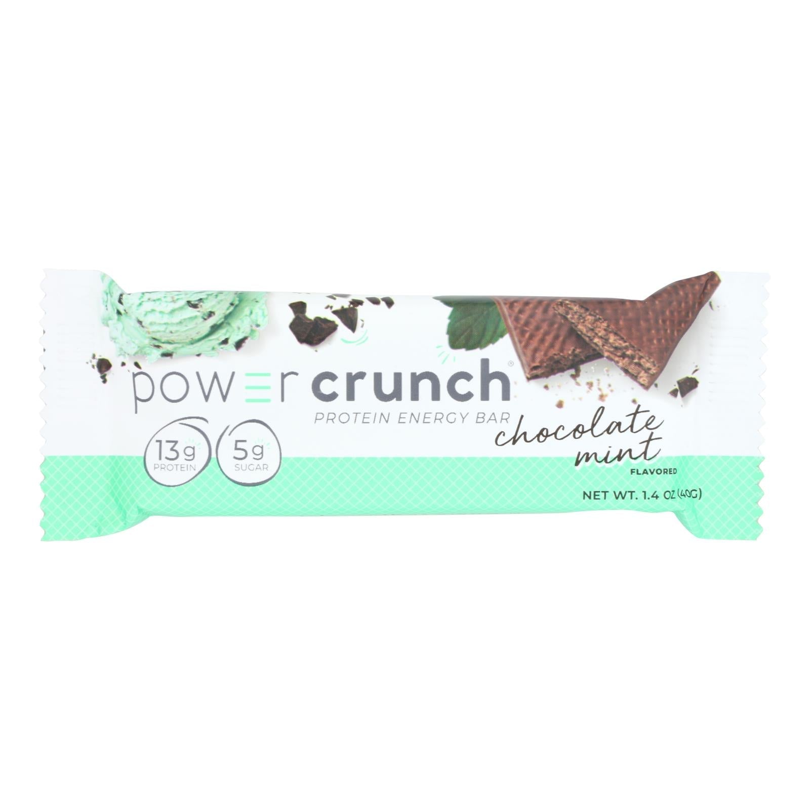Barritas de proteína Power Crunch - Chocolate con menta original, 12 barritas de 40 gramos
