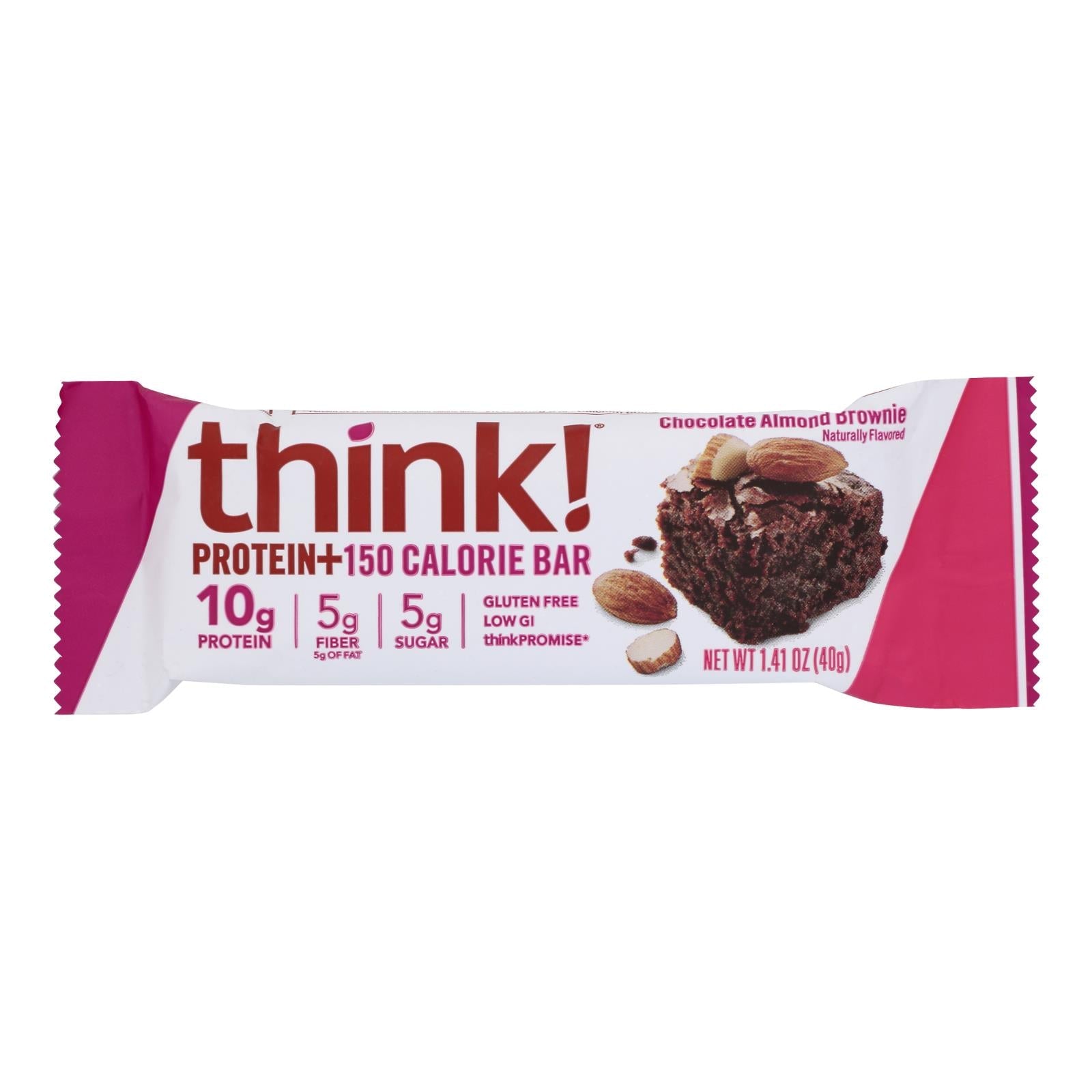 Barra de proteína y fibra Thinkthin de chocolate y almendras - 1.41 oz - Paquete de 10