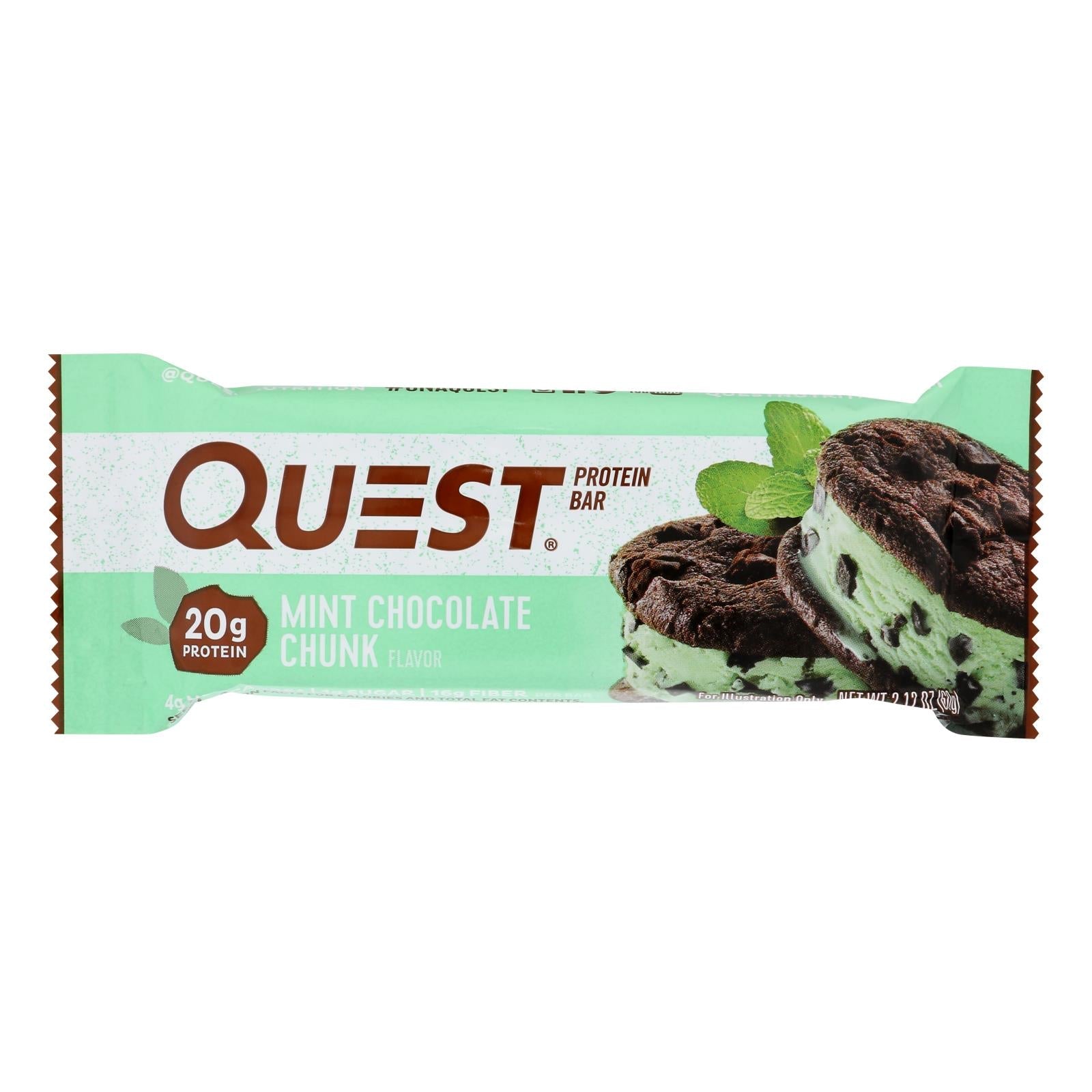 Quest Bar - Barra de proteína con trozos de chocolate y menta - Paquete de 12 - 2.12 oz cada una