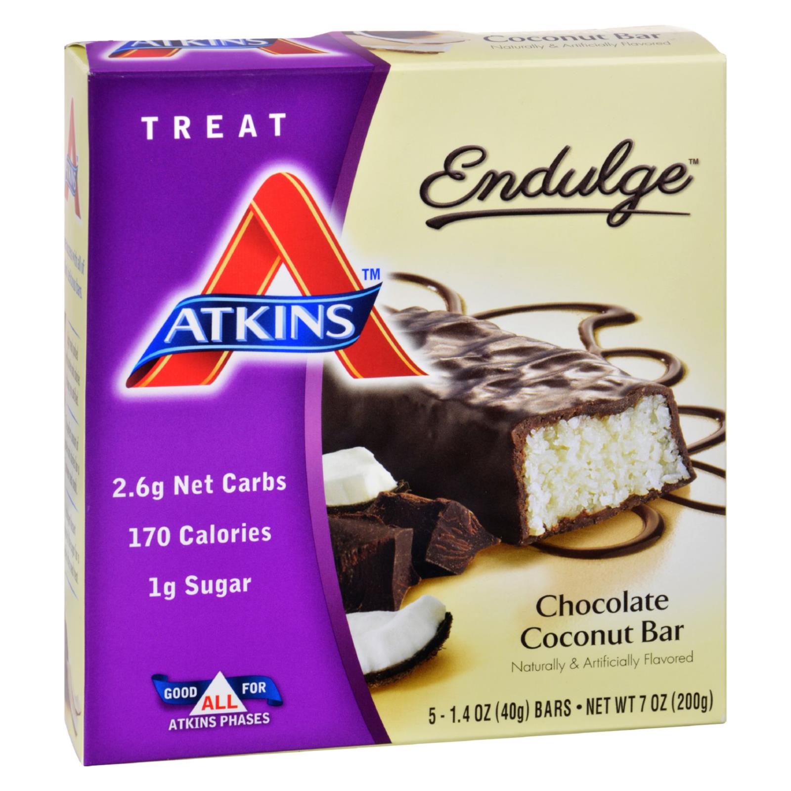 Barra de chocolate y coco Atkins Endulge - Paquete de 5 / 1.4 oz cada una