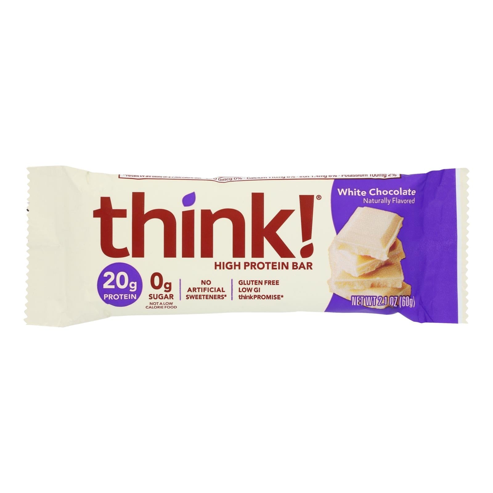 Barra fina de chocolate blanco Think Products, 59 g