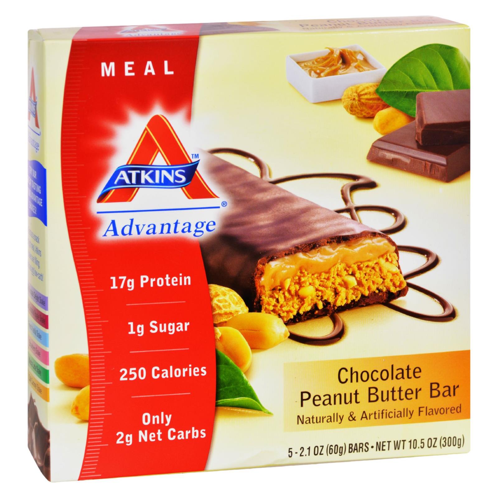 Barras Atkins Advantage de chocolate y mantequilla de cacahuete (paquete de 5)