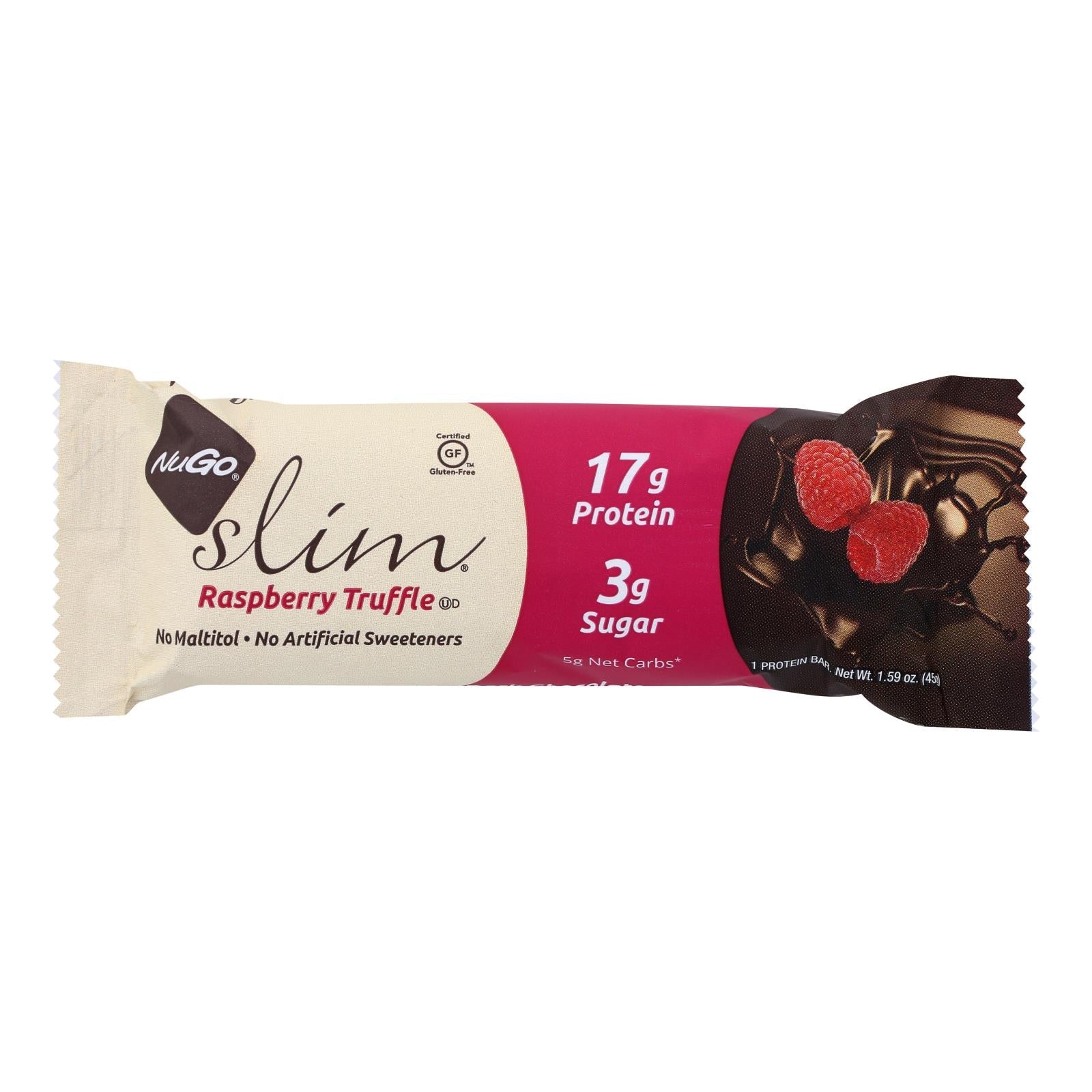 Barra Nutritiva Nugo - Trufa de Frambuesa Slim - 1.59 oz - Caja de 12