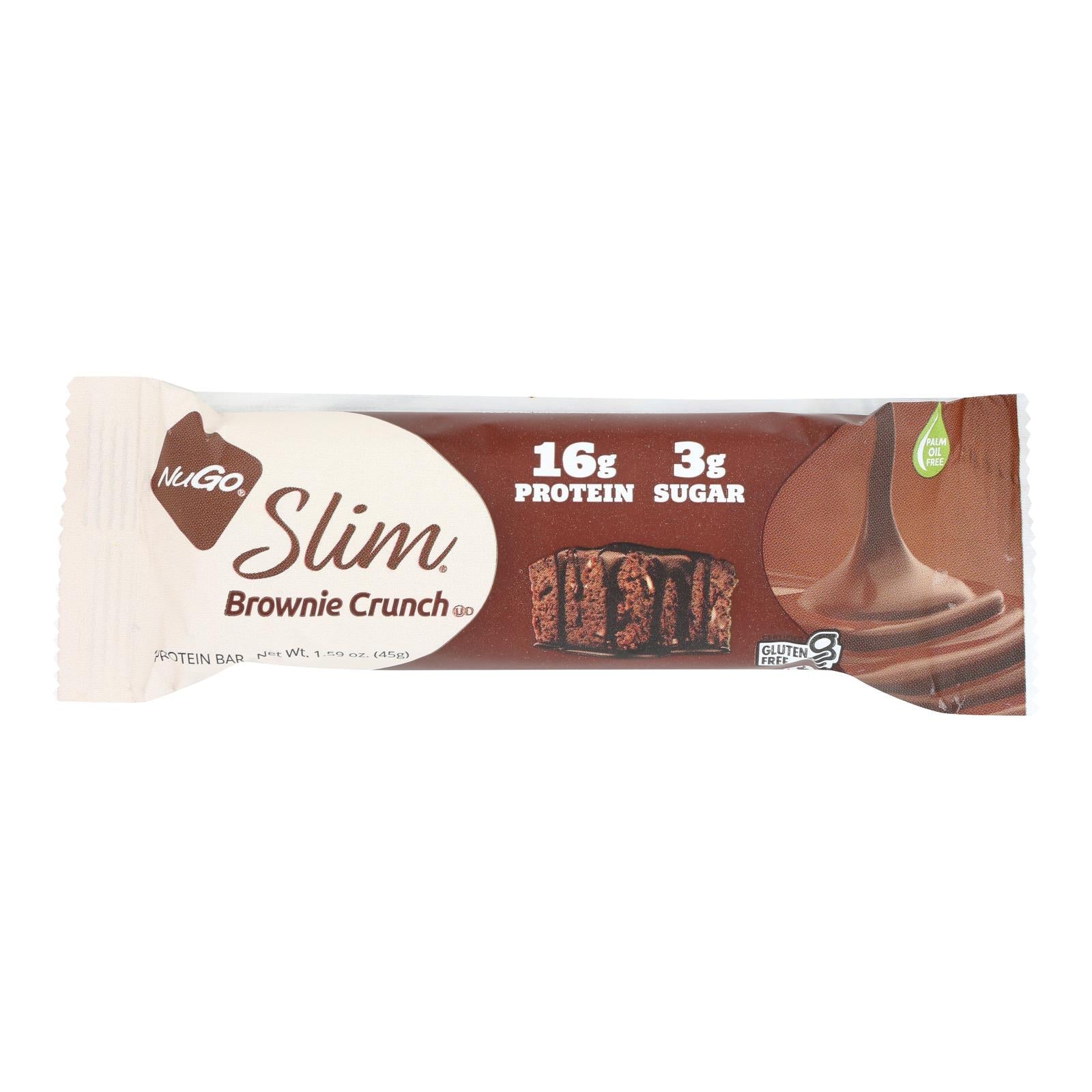 Barras nutricionales Nugo Slim Brownie Crunch - 1.59 oz - Caja de 12