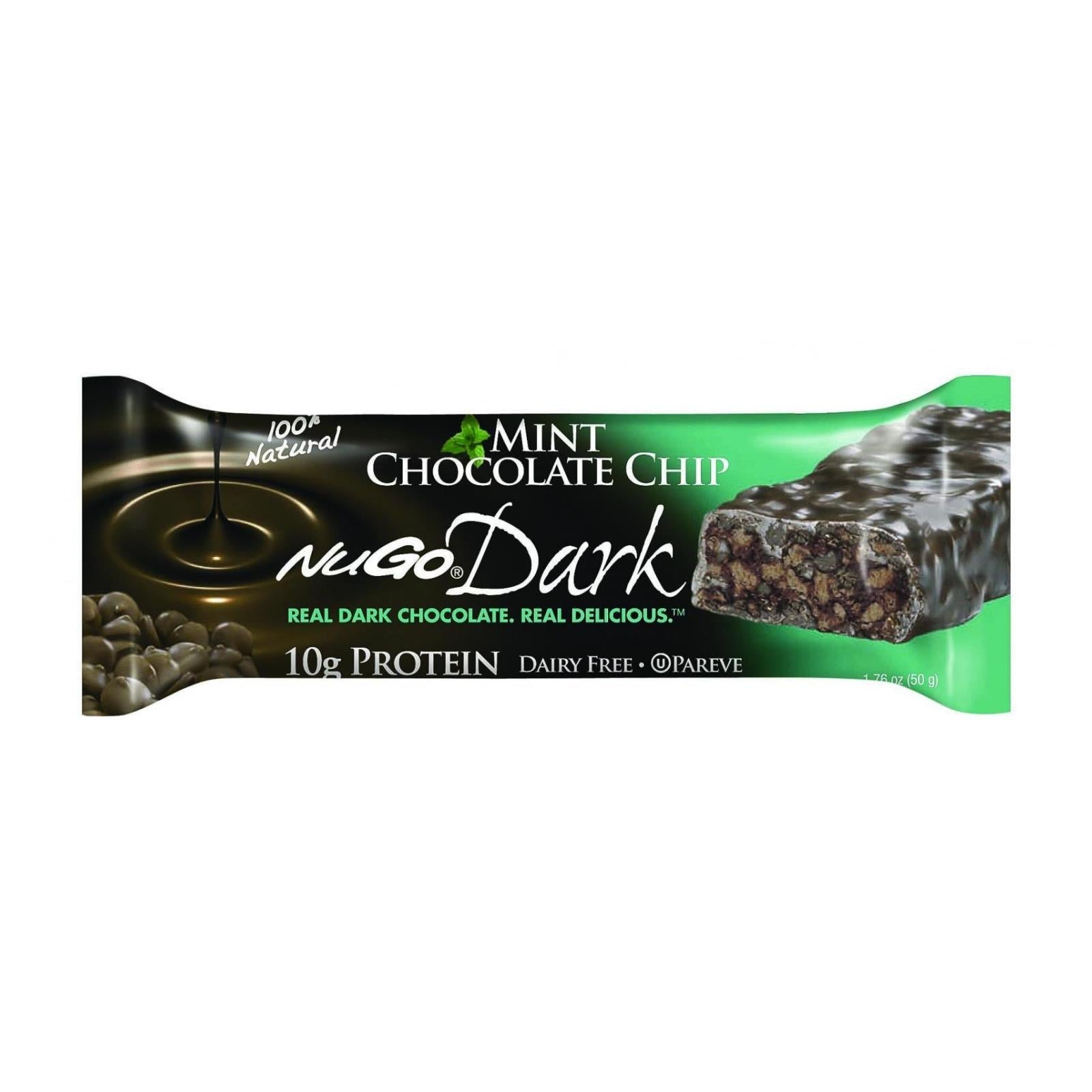 Barra nutricional Nugo de chocolate negro con chispas de menta - 50 g - Caja de 12
