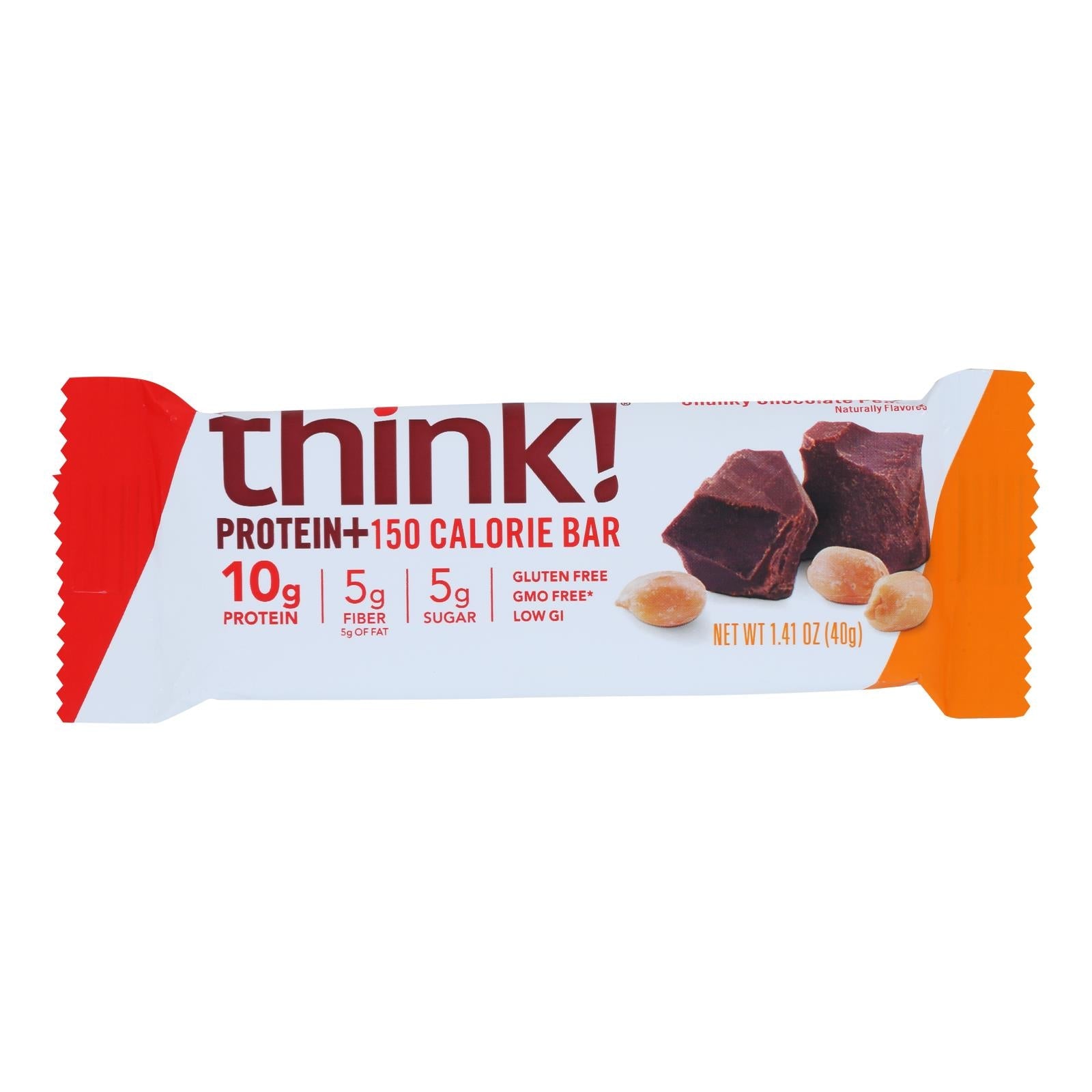 Barra de proteína y fibra Thinkthin - Chocolate con cacahuete - 1.41 oz 