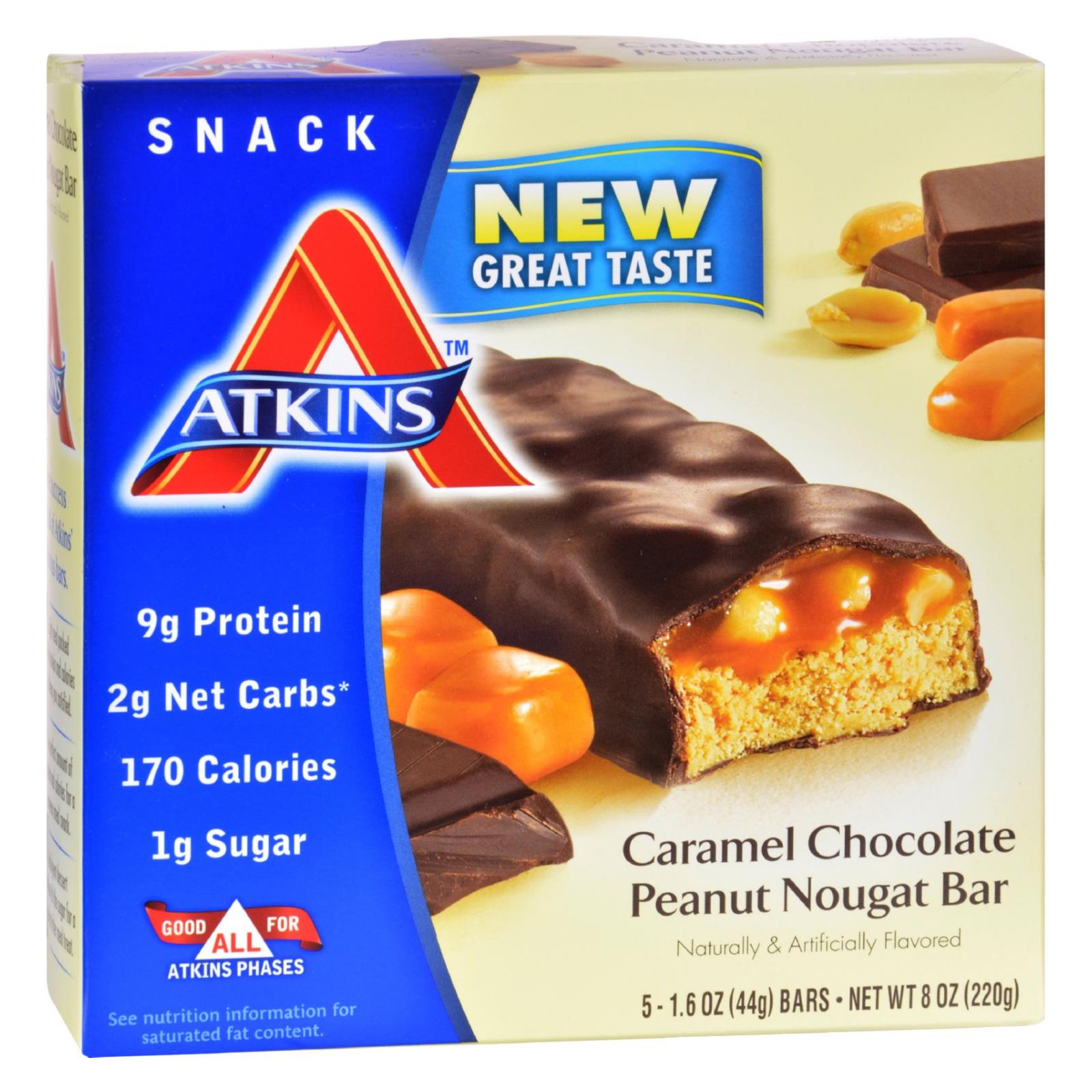 Barra Atkins Advantage de turrón de cacahuete, chocolate y caramelo (5 unidades)