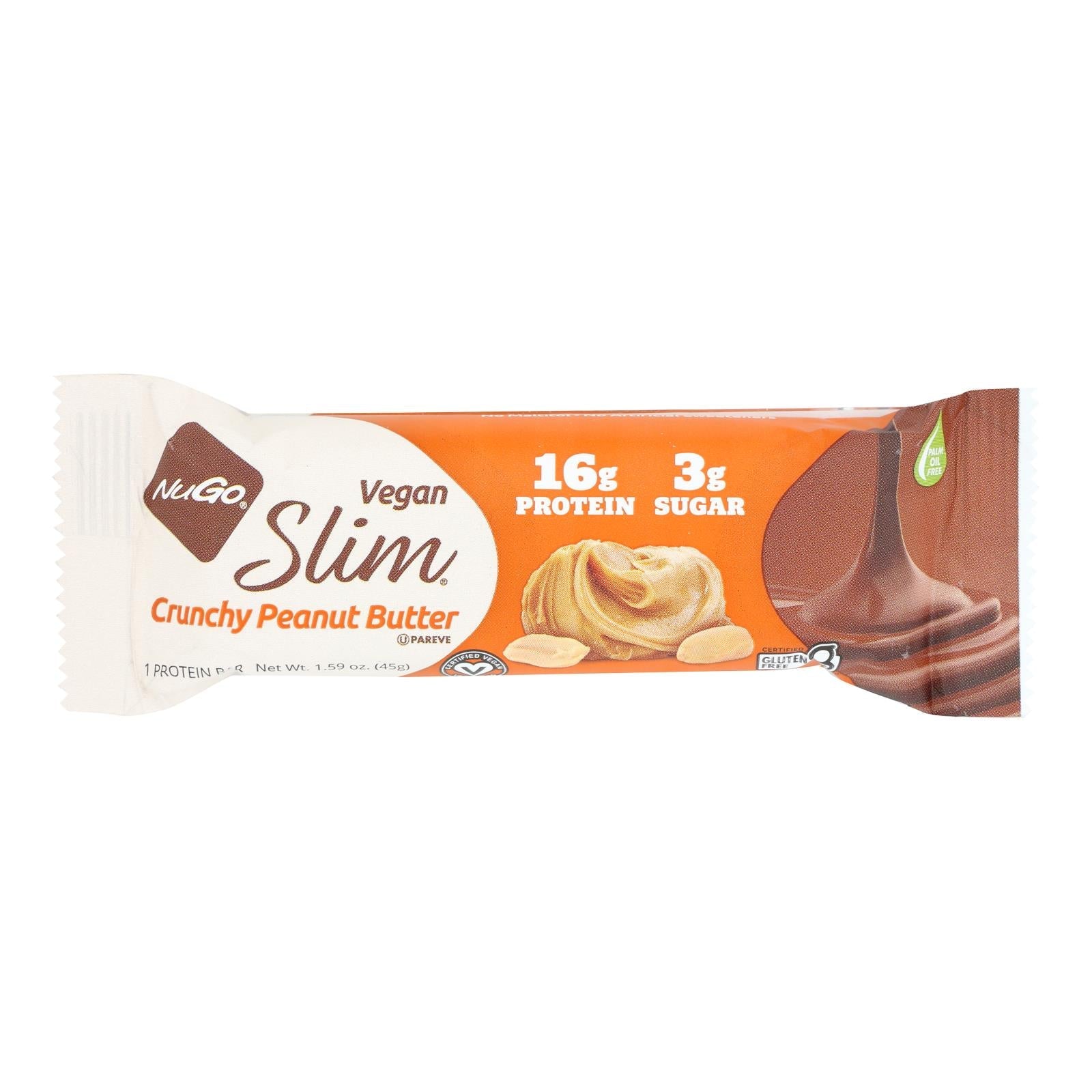 Barras nutritivas Nugo Crunchy Peanut Butter Slim - 1.59 oz - Caja de 12