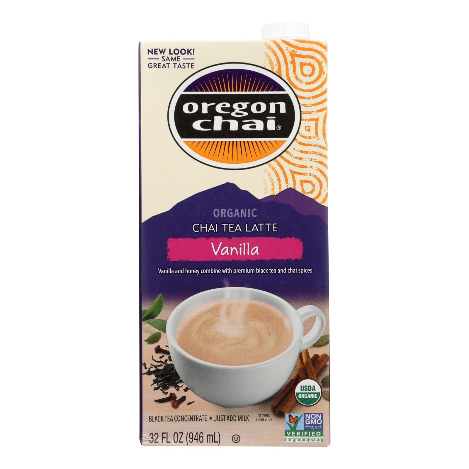 Concentrado de té chai con vainilla y latte de Oregon - 947 ml (paquete de 6)