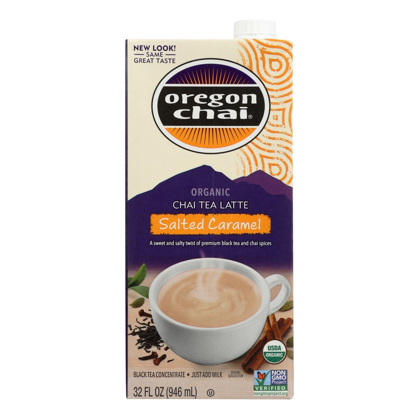 Concentrado de té chai latte de Oregón - Caramelo salado - Paquete de 6 (500 ml en total)