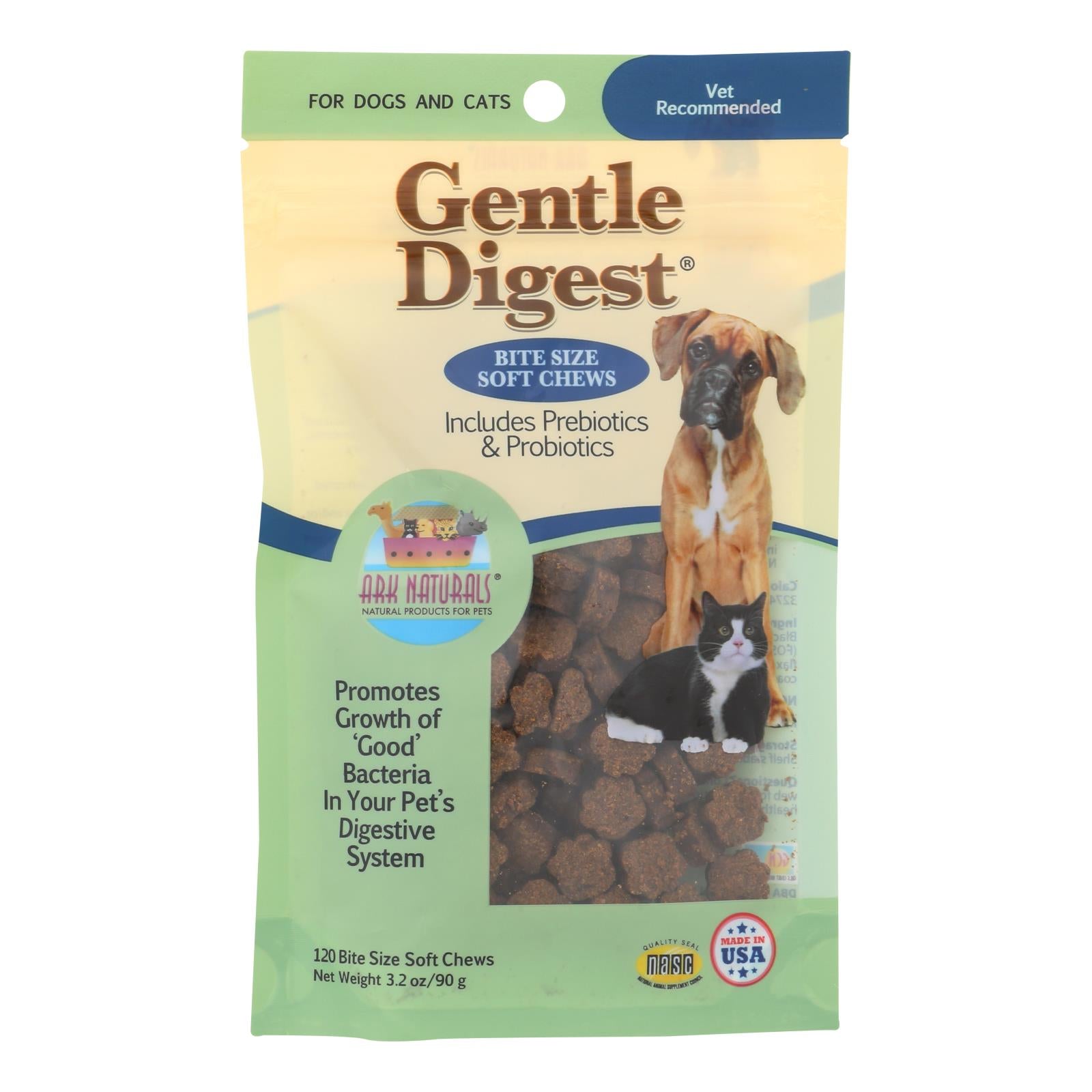 Suplementos masticables suaves Ark Naturals para una digestión suave para gatos y perros - Paquete de 6 - 3.2 onzas líquidas