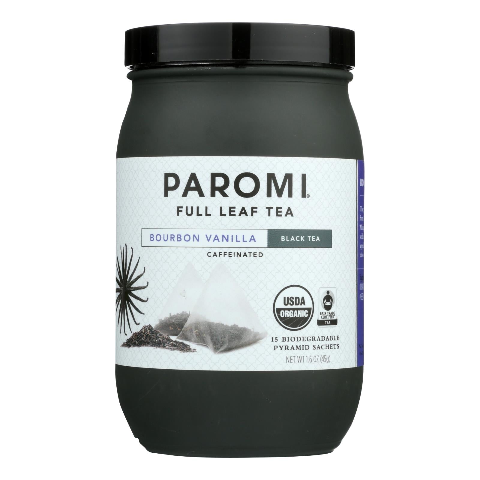 Té negro de vainilla y bourbon Paromi Tea, caja de 15 unidades 