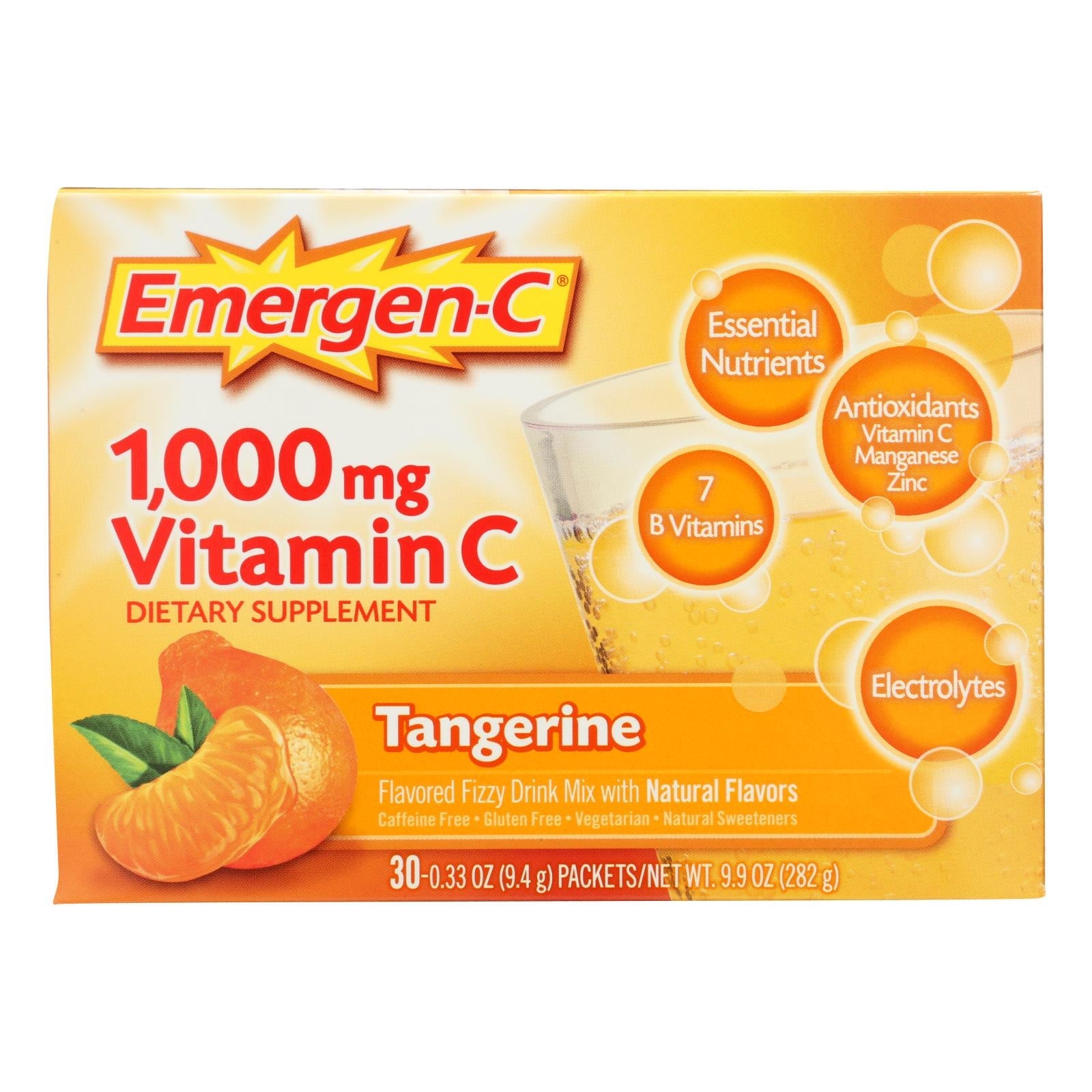 Emergen-C Suplemento de vitamina C de mandarina - 30 comprimidos (caja de 3)