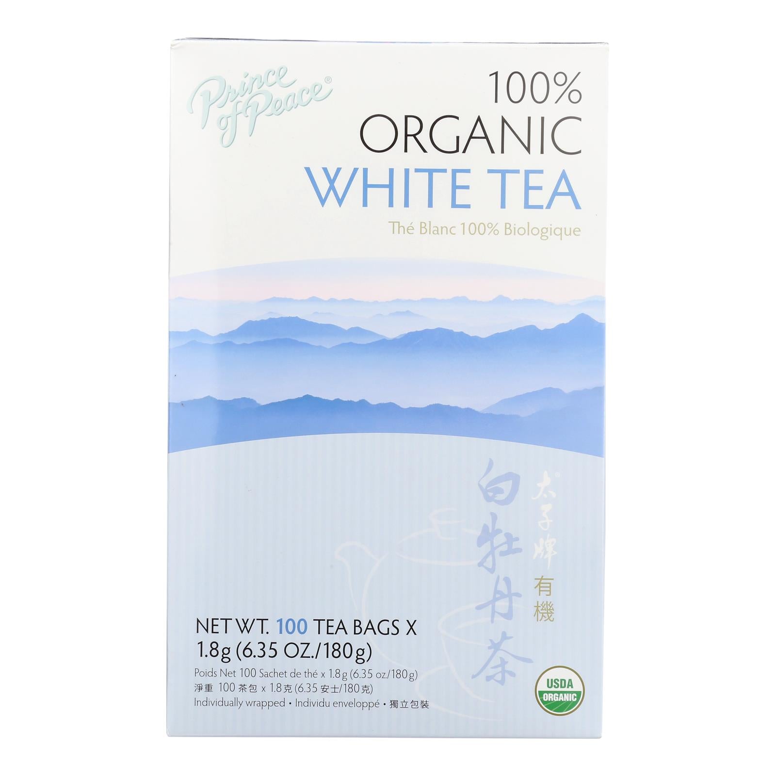 Té blanco orgánico Prince of Peace USDA - 100 bolsitas