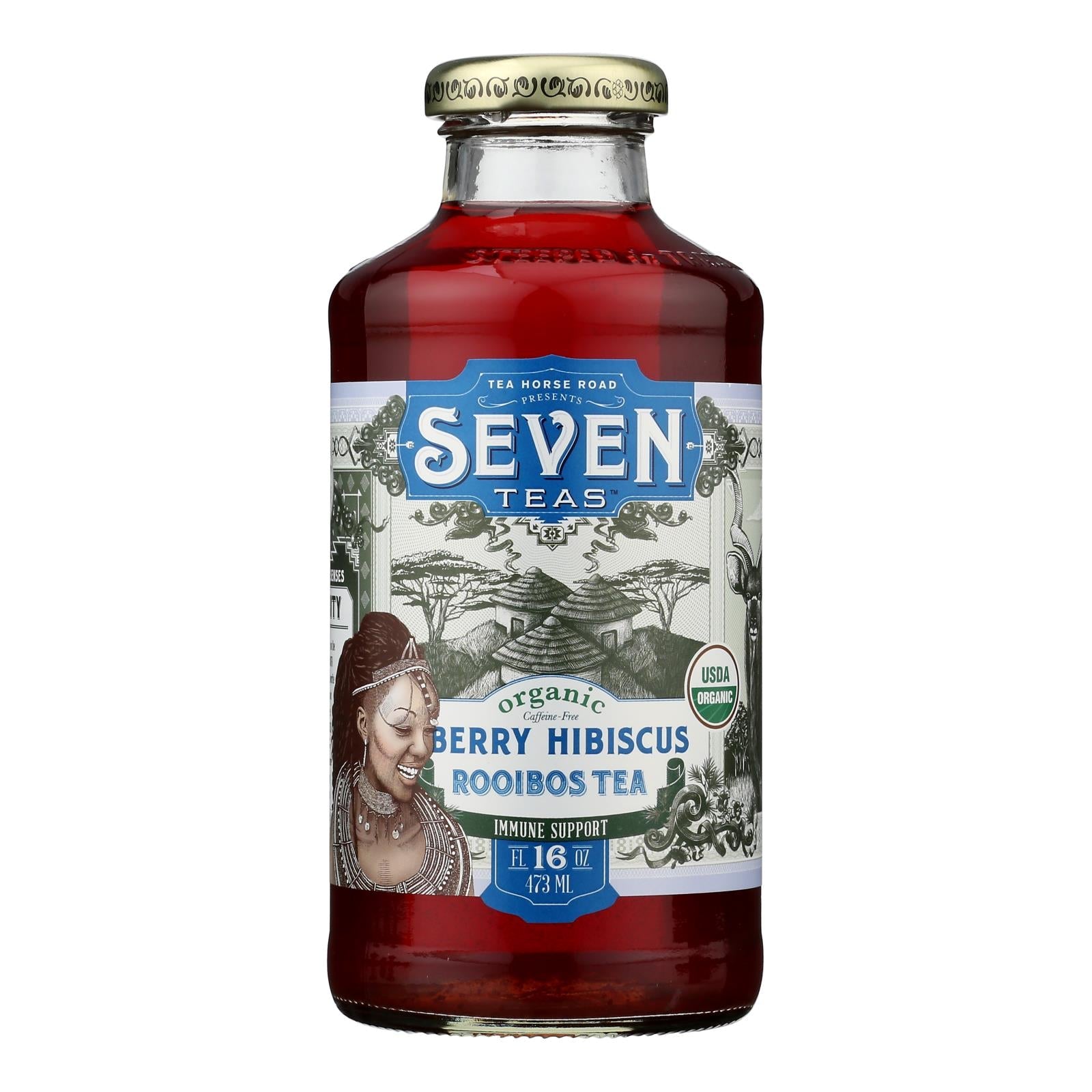 Té de hierbas orgánico de hibisco y goji de Seven Teas - Paquete de 12 botellas de 16 onzas líquidas