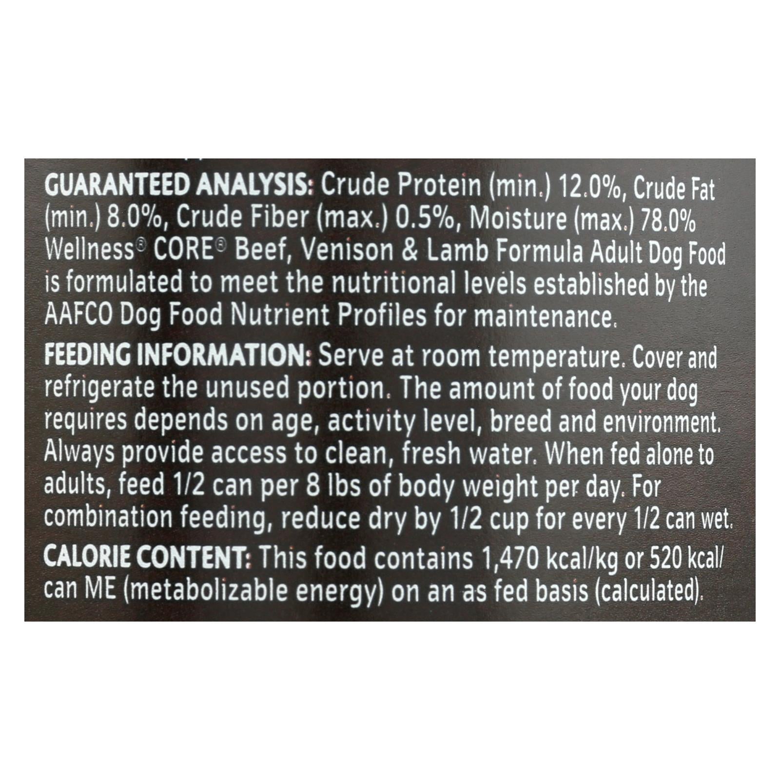 Alimento Wellness Core para perros con carne roja (latas de 355 g)