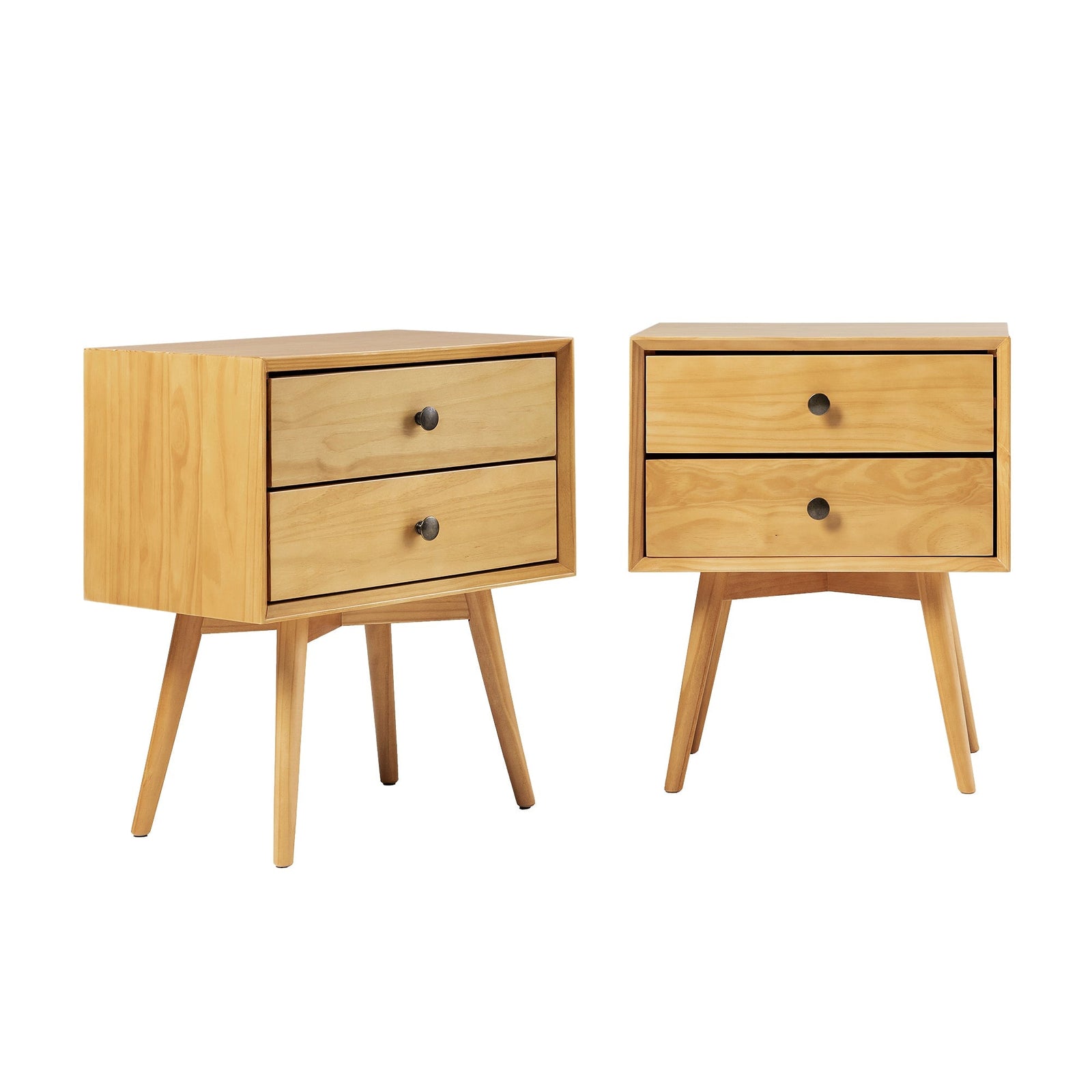 Colección de mesitas de noche de madera maciza de mediados de siglo (1 o 2 cajones)