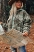 Plus Size Green Plaid Shacket Jacket