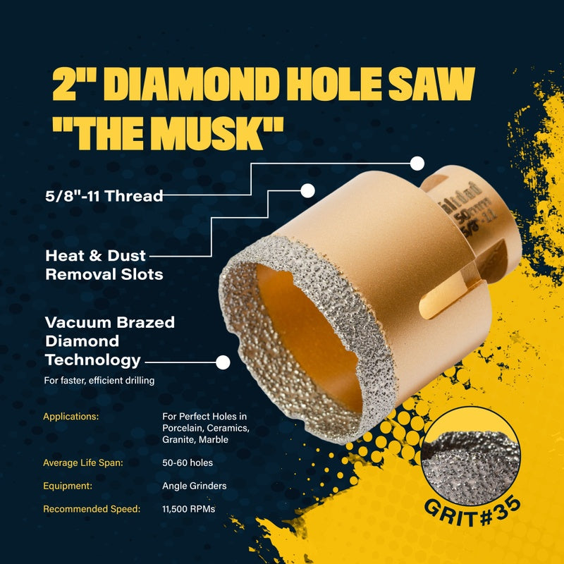 Calidad 50mm (2") Diamond Vacuum Brazed Hole Saw "The Musk"