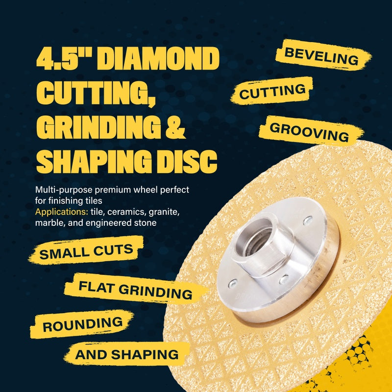 Calidad 4.5" Vacuum Brazed Diamond Cutting, Grinding & Shaping Disc (With Flange)