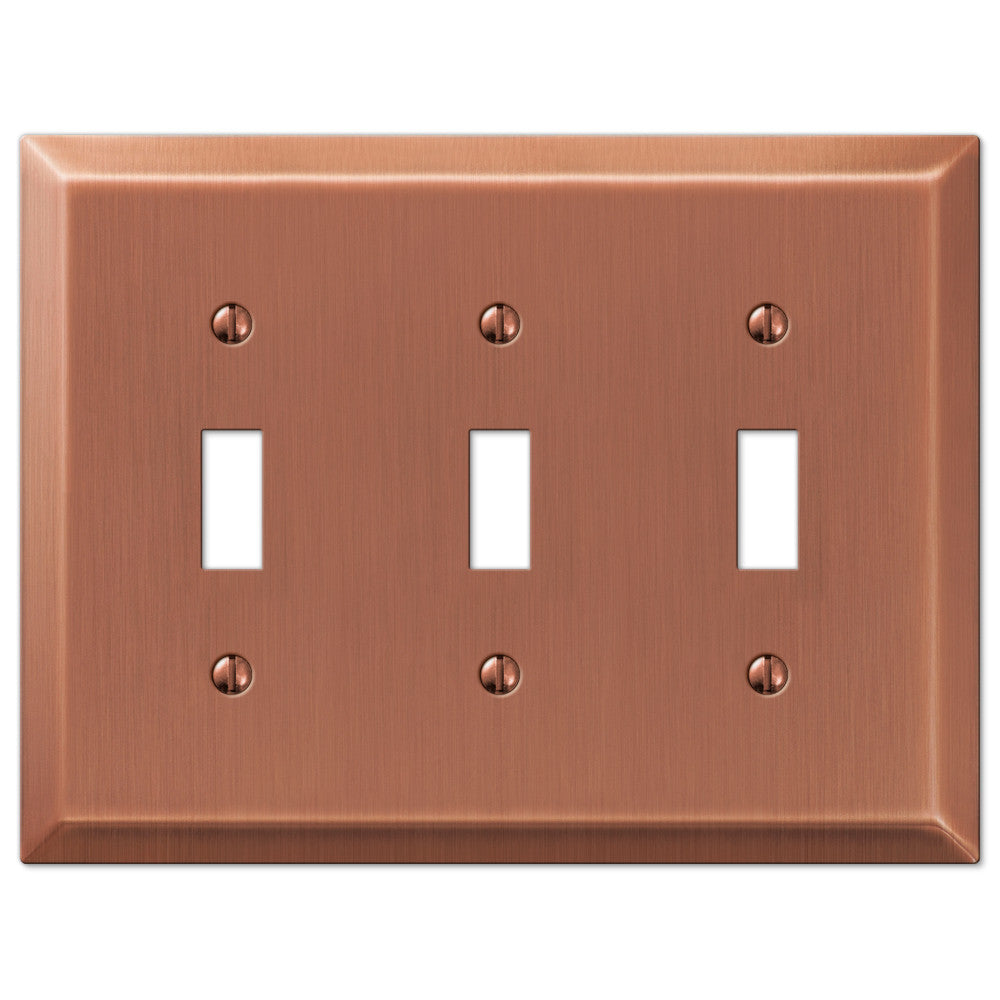 Century Brushed Copper Steel - 3 Toggle Wallplate