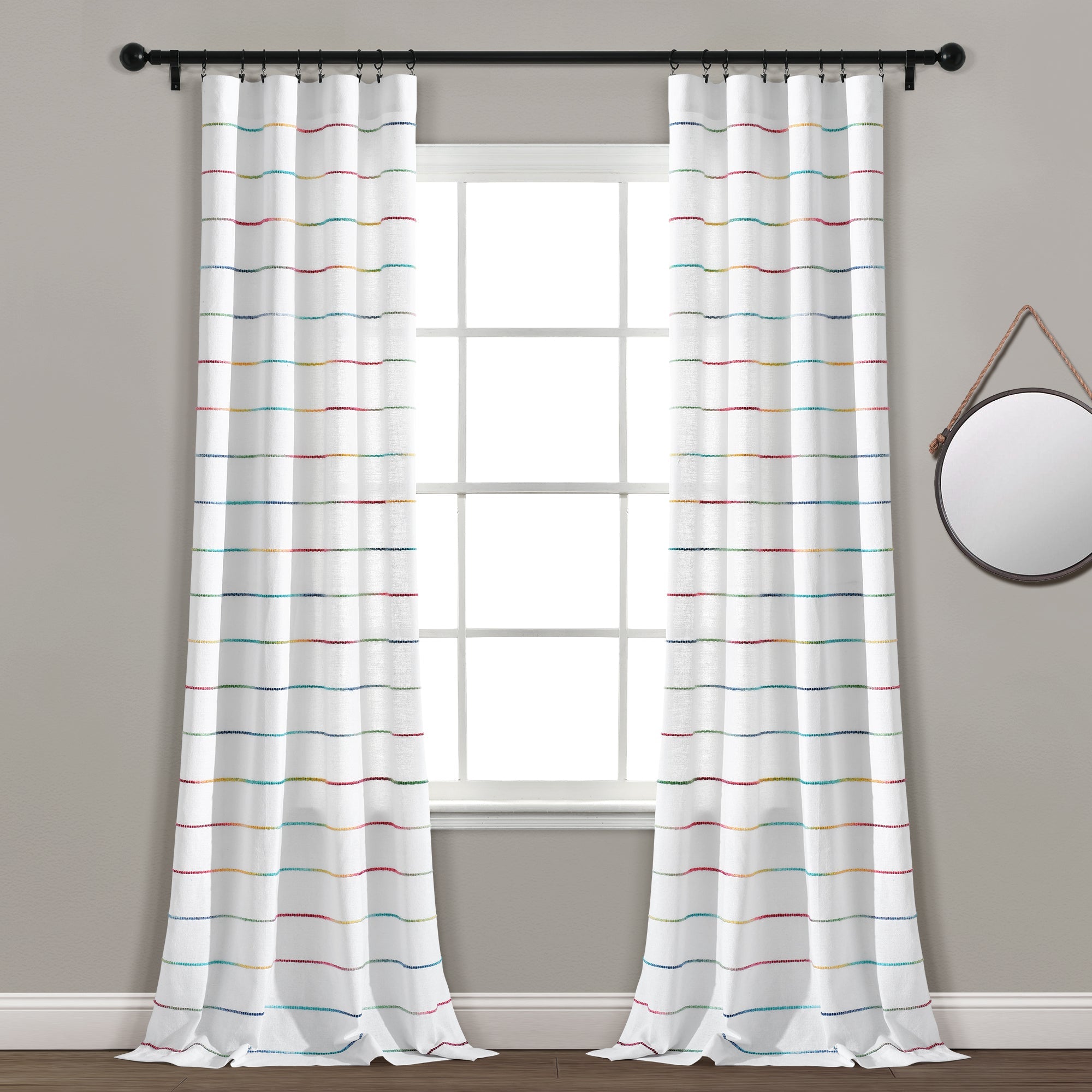 Ombre Stripe Yarn Dyed Recycled Cotton Blend Window Curtain Panel Set