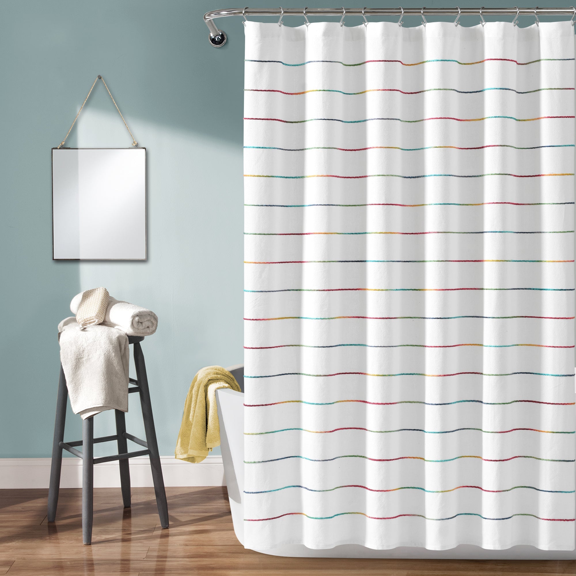 Ombre Stripe Yarn Dyed Recycled Cotton Blend Shower Curtain