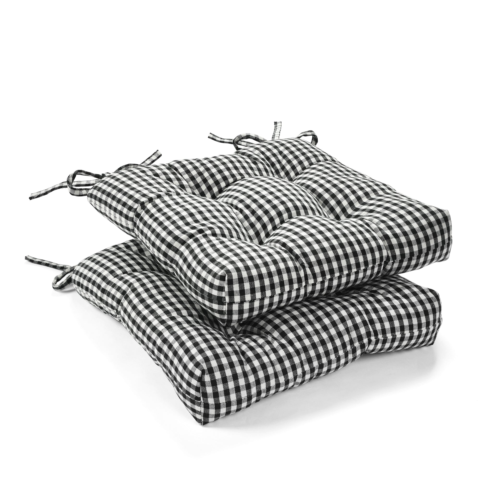 Gingham Check Yarn Dyed Chair Pad 2-Pack Set