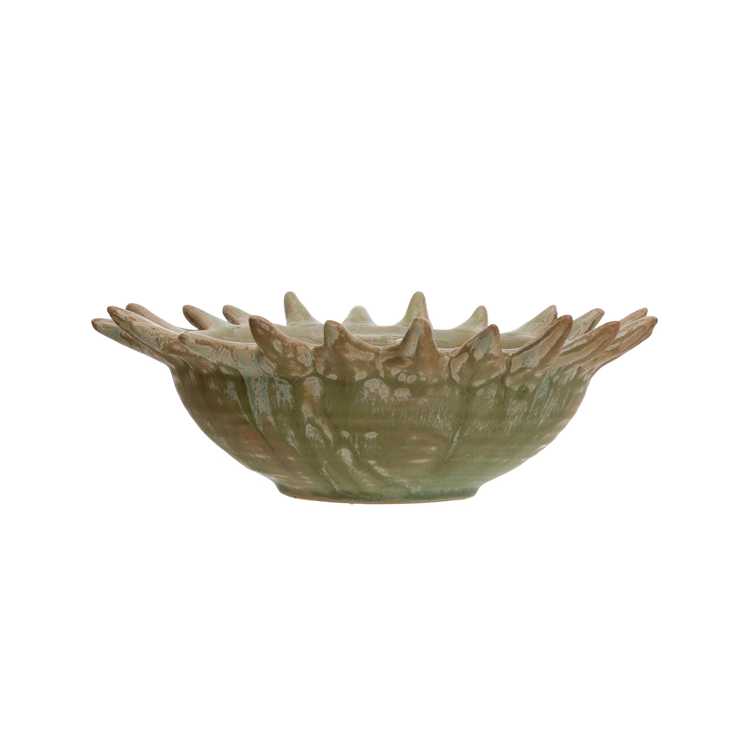 Stoneware Sunburst Shaped Serving Bowl with Glaze