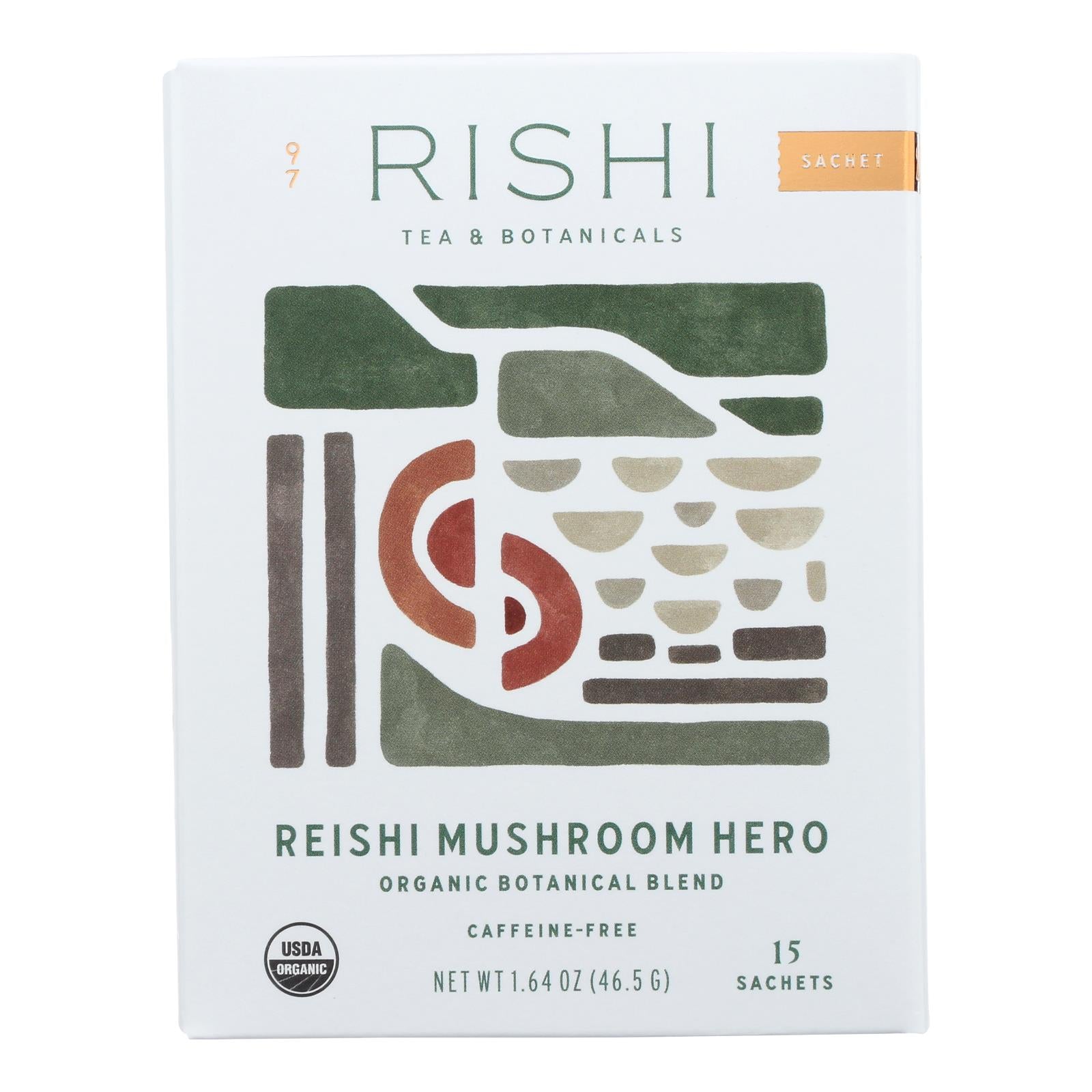 Té Reishi Hero de Rishi Tea - 6 bolsitas de té de hierbas de 15 unidades
