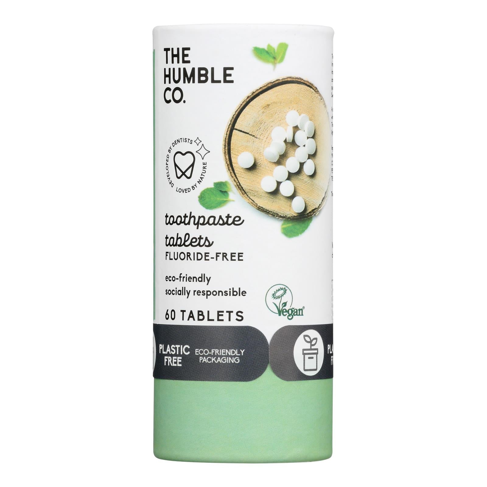 Pastillas de pasta dental Humble Co. menta sin flúor, 60 unidades (paquete de 6)