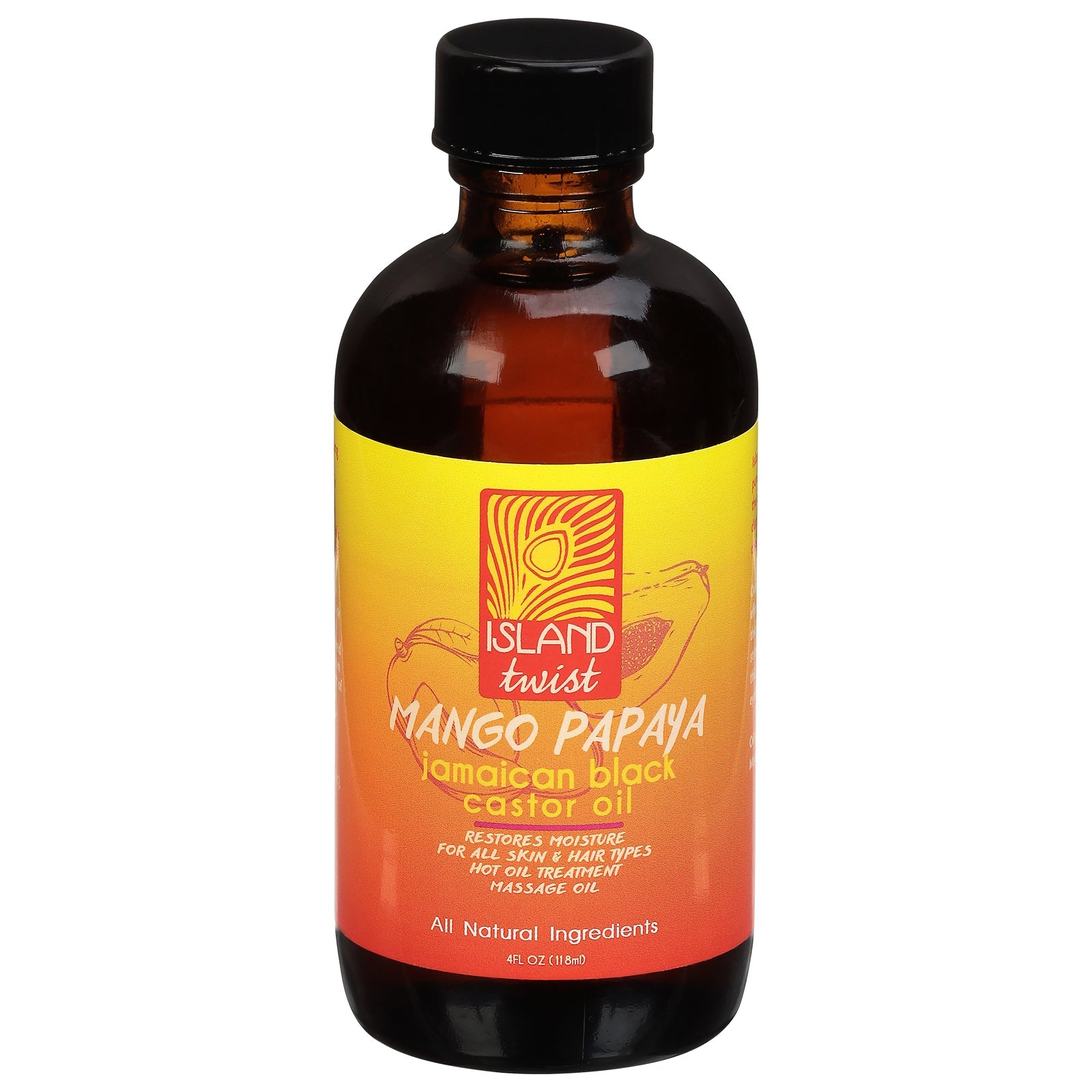 Papel de mascarilla con aceite de ricino negro Island Twist de JMCN: aporta brillo, controla el frizz y promueve el crecimiento del cabello - 118 ml (paquete de 1)