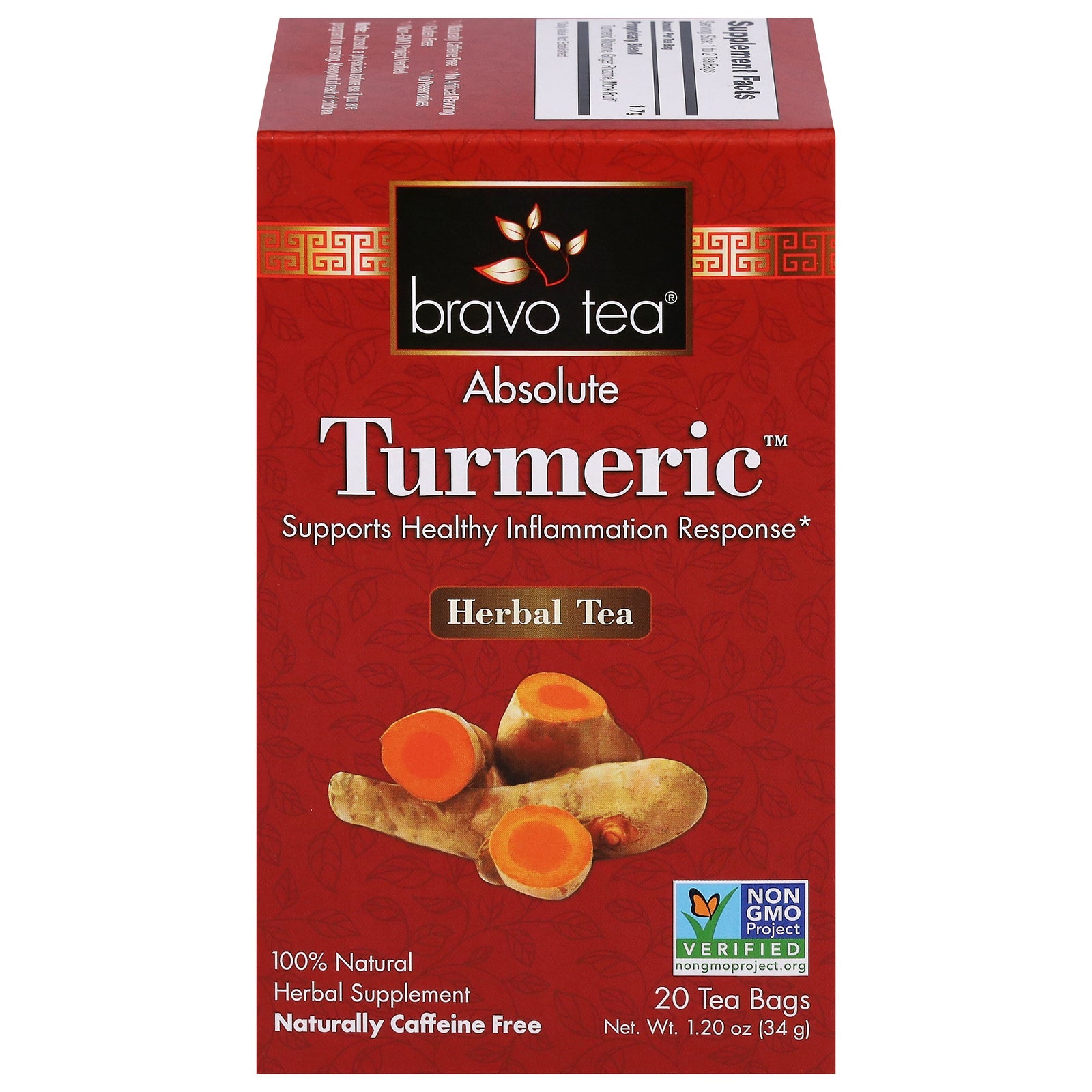 Té de cúrcuma absoluta Bravo Teas and Herbs - 20 unidades