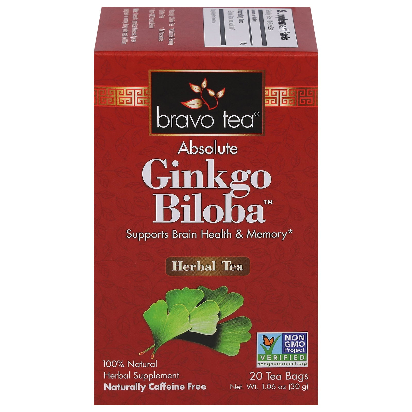 Té absoluto de ginkgo biloba de Bravo Teas & Herbs, 20 unidades