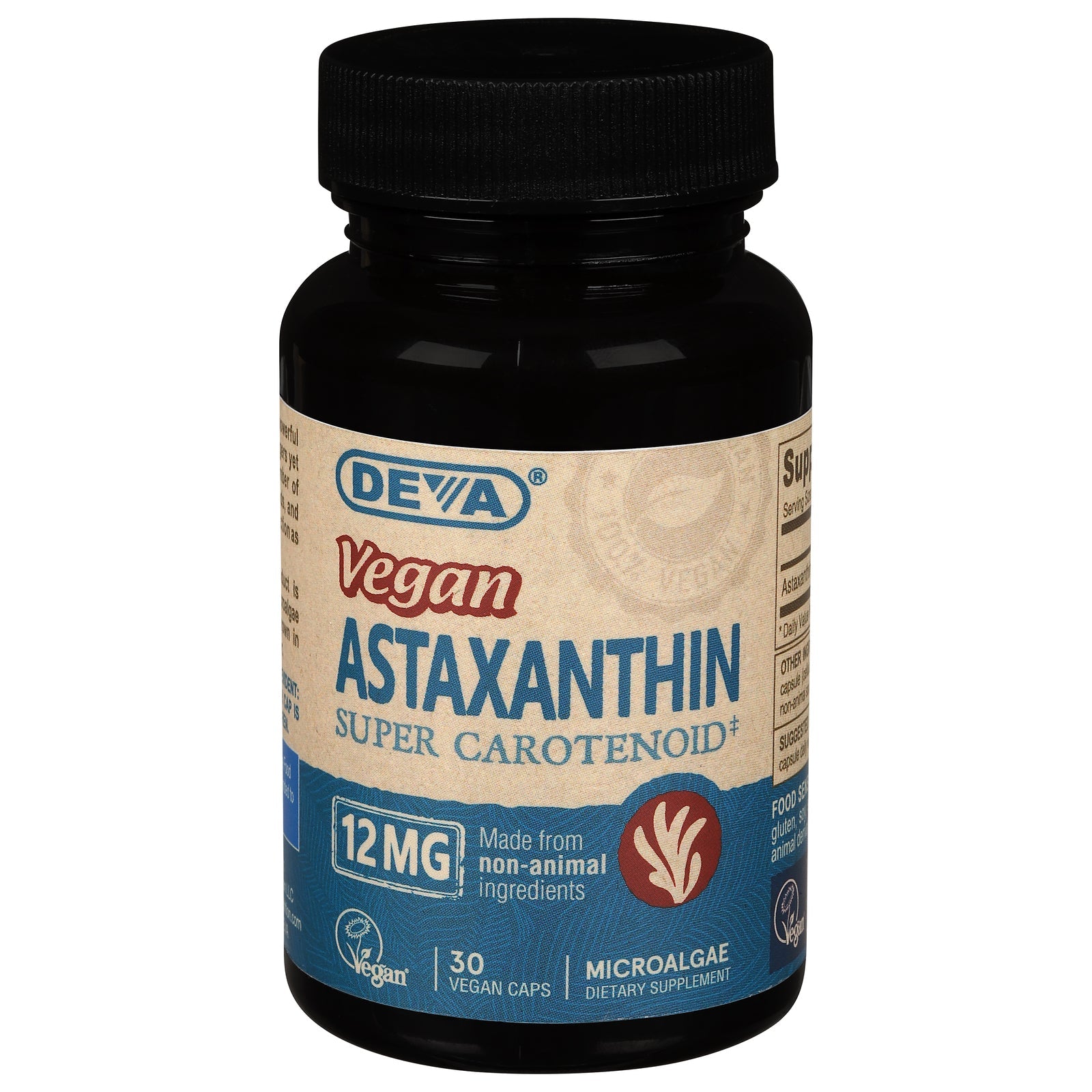 Vitaminas veganas Deva - Astaxantina 12 mg - 30 cápsulas veganas
