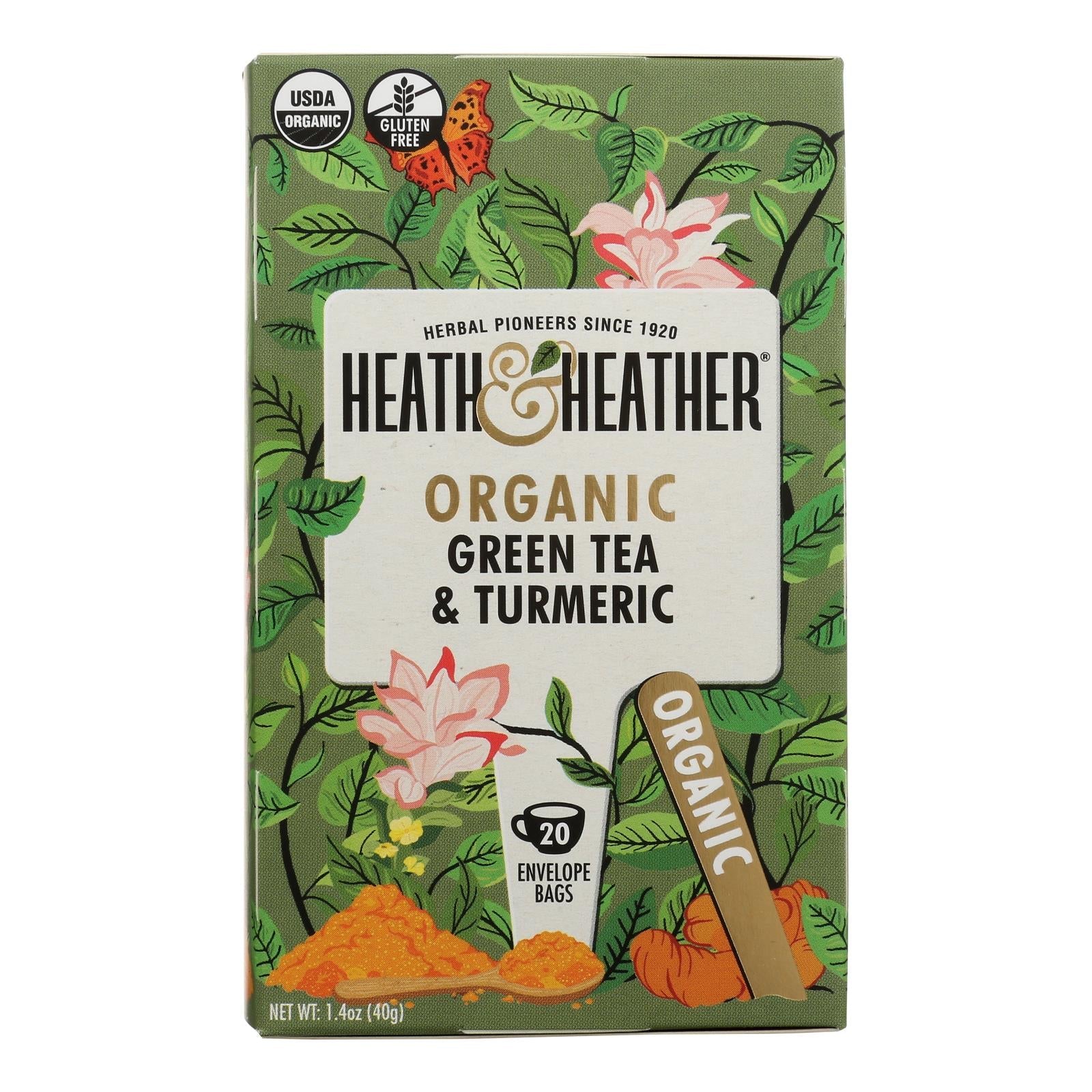 Té verde de cúrcuma Heath & Heather - Caja de 6 (20 unidades) 