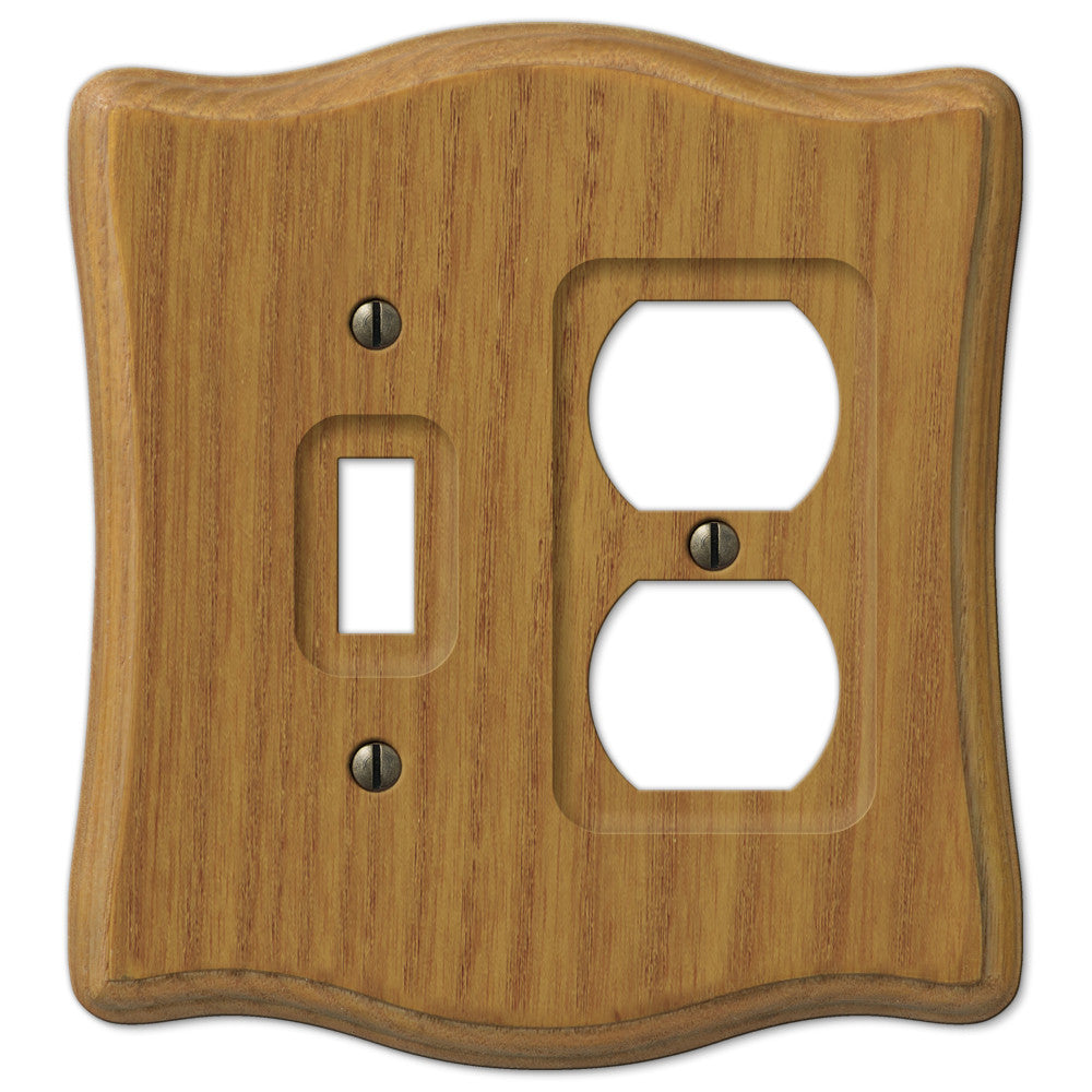 Austin Medium Oak Finish - 1 Toggle / 1 Duplex Wallplate